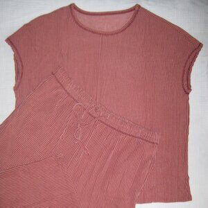 Women 2 Piece Outfit Lounge Track Set Cap Sleeve Pullover Drawstring Wide Leg 2X